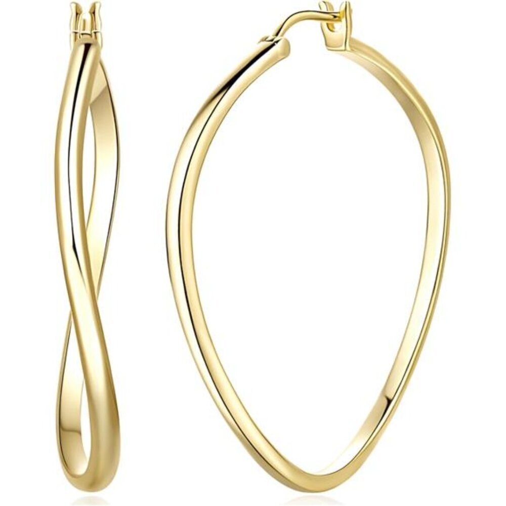Large Gold Hoop Earrings For Women 40mm Twisted